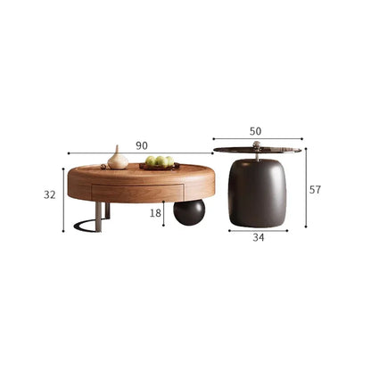 Round Wabi Sabi Coffee Table Glamour Classic Vintage Storage Coffee Table Aesthetic Modern Table Basse Living Room Furniture