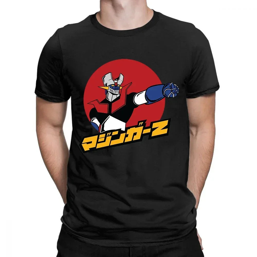 Cool mazinger z anime movie robot streetwear graphic print t-shirt fashion casual Tee Tops
