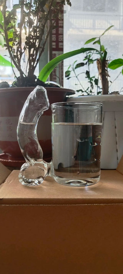Creative Dolphin Handle Transparent Glass Cup, Thick Bottom Tumbler for Iced Beverage Lemonade Beer Beach Bar Table Decor