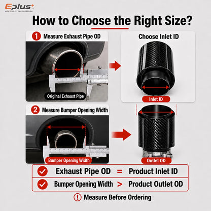 Universal Glossy Carbon Fiber Car Exhaust Muffler Tip Clamp‑On Straight Exhaust Pipe Mufflers Nozzle Straight Stainless Black