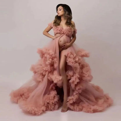 Sexy Maternity Gowns Photoshoot  Ruffles baby shower платье для беременных فساتين حوامل vestidos para embarazadas photoshoot