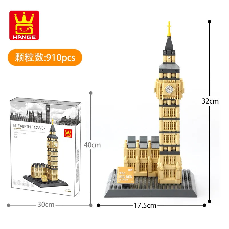 WANGE City Architecture Sydney Opera Santorini Building Blocks Chamartin Stadium Mosque Assembled Model Collection Toys For Gift