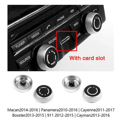 Car Audio Volume Radio Knob Cover CD Multi-Media Control Switch Button for Porsche Cayenne Panamera Macan 911 718 Boxster Cayman