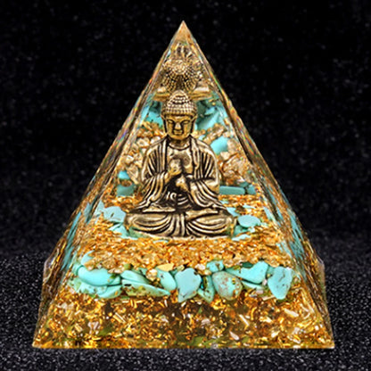 Natural Crystal Energy Generator Pyramid Buddha Lapis Lazuli Amethyst Reiki Healing Resin Pyramid Egyptian Room Decoration 6cm