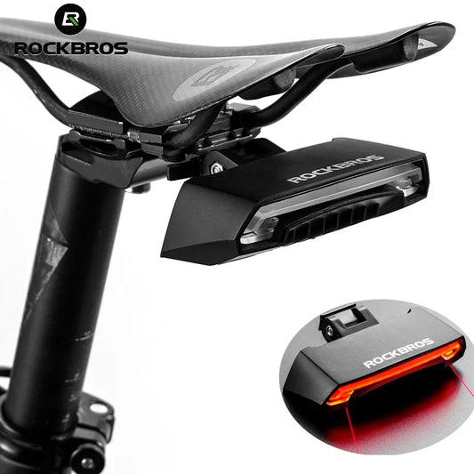 ROCKBROS Bike Bicycle LED Seatpost Tail Light Wireless MTB Safety Warning Bike Waterproof Intelligent Remote Control Rear Lamp
