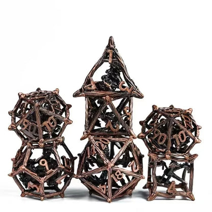 Metal Hollow Filigree 3D Tree Vine Dragon Polyhedral Dice Set For TRPG Tabletop Dice RPG Game Night Table Centerpiece As A Gift