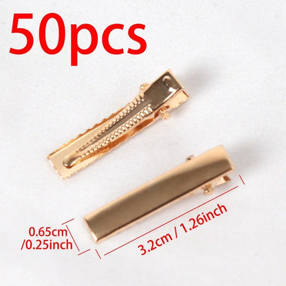 50Pcs Hair Alligator Metal Hair Clips Duckbill Blank Setting Base DIY Hairpins Barrette Ornament Hair Styling Tool Accessories