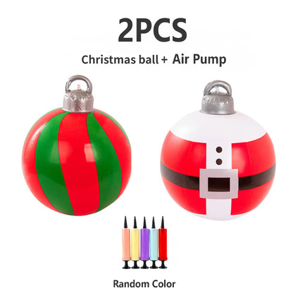 2Pcs 40cm PVC inflatable Christmas decoration ball ornament. Christmas outdoor holiday yard lawn porch decoration