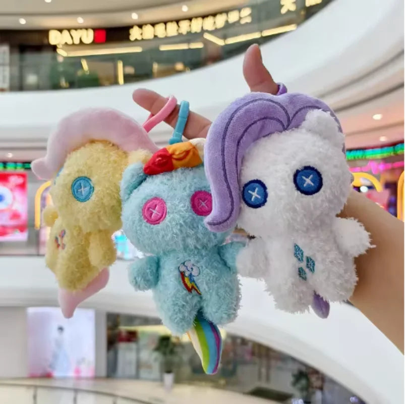 Kawaii My Little Pony Plush Backpack Pendant Keychain Twilight Sparkle Fluttershy Pinkie Pie Cute Bag Decoration Toy Gift