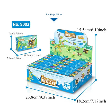 12-in-1 City Creativity Jungle Animals Zoo Insect Spider Dragonfly Ladybug Bee Model Building Blocks Bricks Collectible Toys