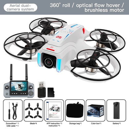 Mini Drone 8K HD-VR Dual-camera 180 ° ESC Optical Flow Obstacle Avoidance Motor Drone UAV Remote Control Quadcopter Universa Toy