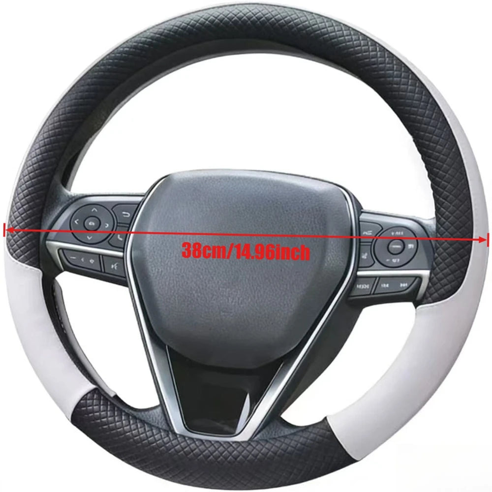 Durable Anti-Slip Car Steering Wheel Cover Microfiber Leather Steering Wheel Cover Universal Fit for Car, Truck, SUV, Van38cm