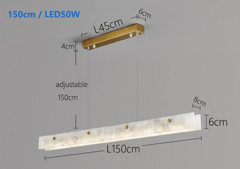 Natural Marble Pendant Light LED Minimalist Chandelier Hanging Ceiling Fixtures for Kitchen Island Dining Room Bar
