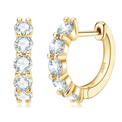 IOGOU 3.5mm D Color Moissanite Hoops Earring 100% Real 925 Silver Rose Gold Plated Huggie Earring For Women Girl Fine Jewelry