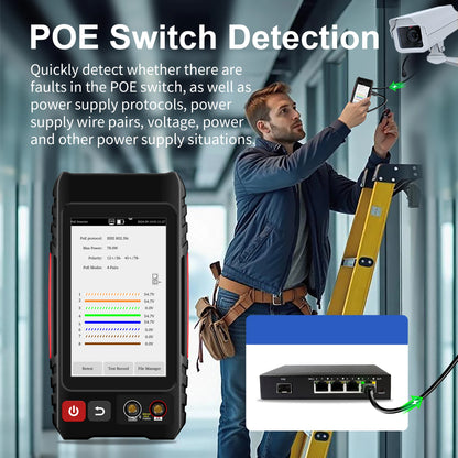 WANGLU 4" Touch Screen UTP Cable Tester PoE VFL OPM TDR Level Meter Test IP Search Scan Tracer in one Network Cable Tool