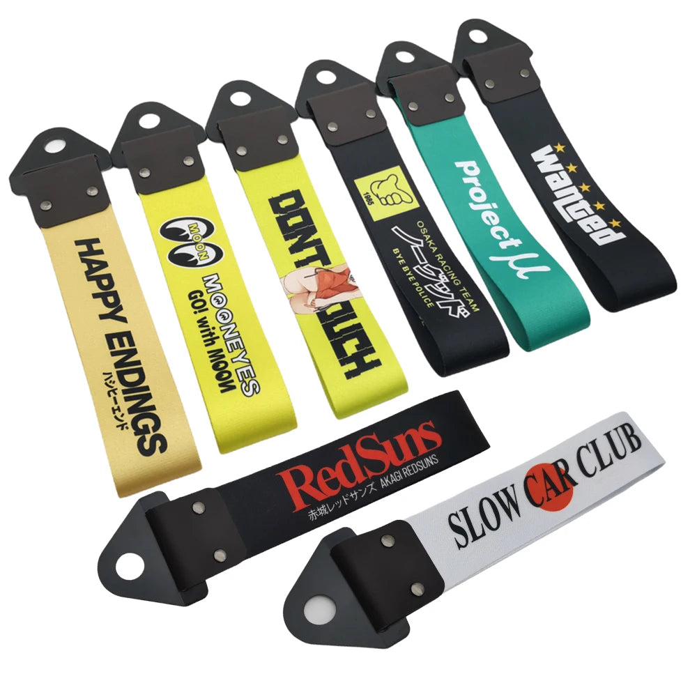 JDM Racing Culture Style Tow Strap Universal Race Towing Car Motorcycle Trailer Ropes Bumper Hook Belt Pendant