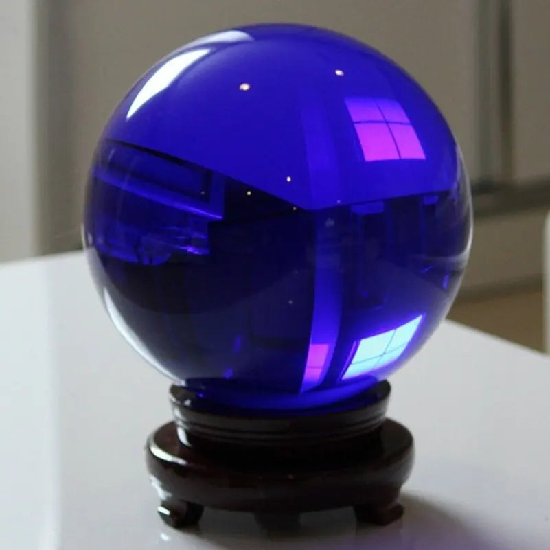 40MM Blue Crystal Ball Ornaments Asian Rare Natural Magic Glass Ball Healing Sphere Photography Decoration Home Decorative Balls