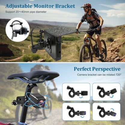 1080P 5" HD Display Bicycle Rear View Camera Real-Time Road Monitoring Night Vision Waterproof Bike Backup Camera for MTB E-Bike