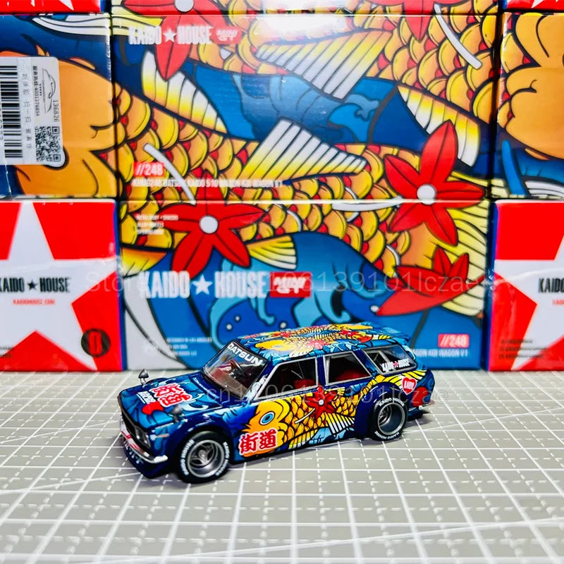 MINIGT Kaido House KHMG248 1:64 Alloy Diecast Datsun Kaido 510 Wagon Koi Wagon V1 Collectible Model Car Diecast Model 248 Chase
