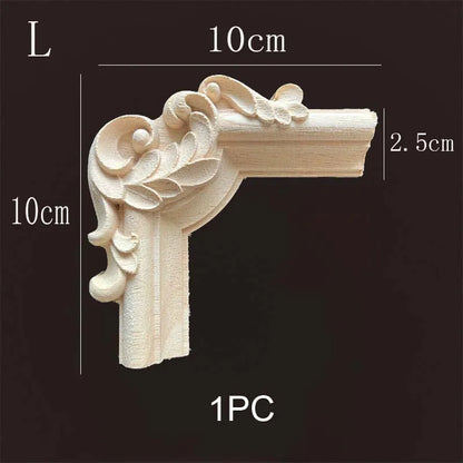 Natural Wood Corner Onlay Moldling European Style Home Decor Background Wall Applique Carved Figurine Living Room Decoration