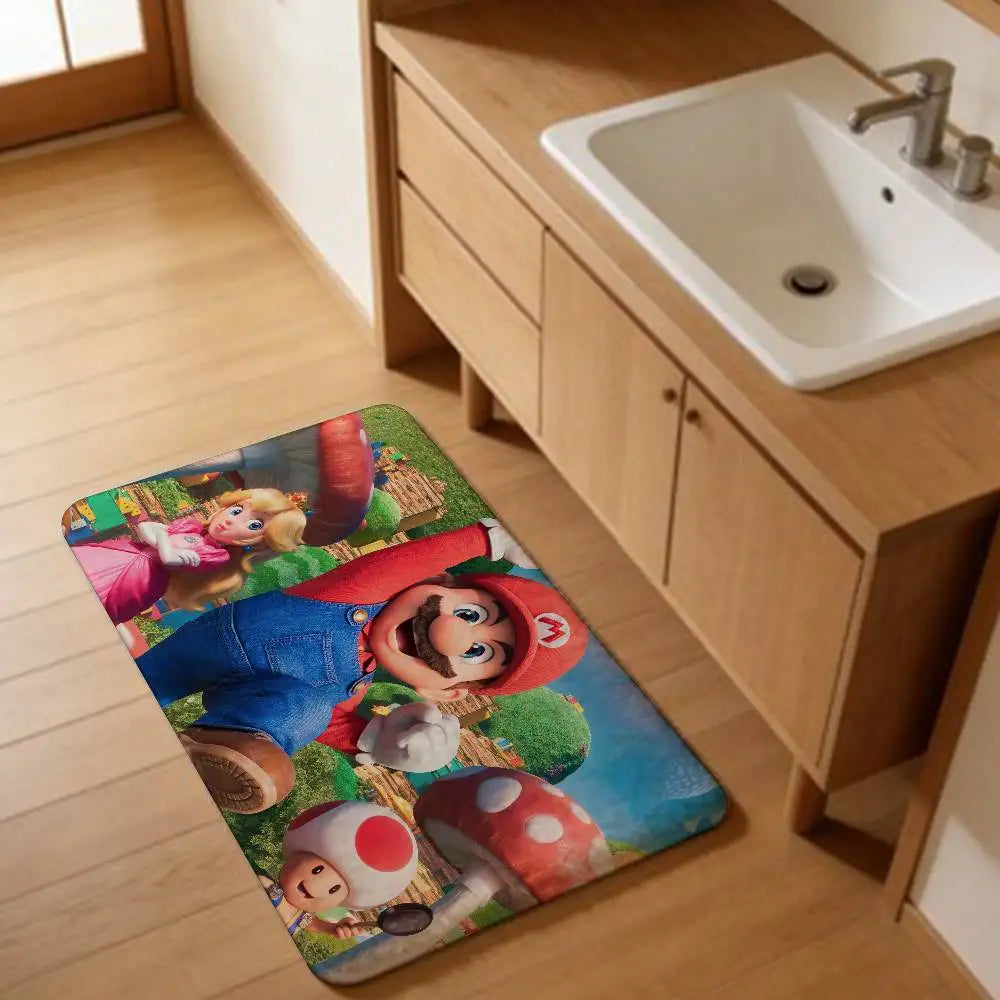 Game M-marioes Cartoon Bathroom Mat Anti-slip Absorb Water Long Strip Cushion Bedroon Mat Welcome Doormat