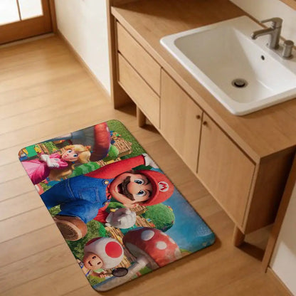 Game M-marioes Cartoon Bathroom Mat Anti-slip Absorb Water Long Strip Cushion Bedroon Mat Welcome Doormat