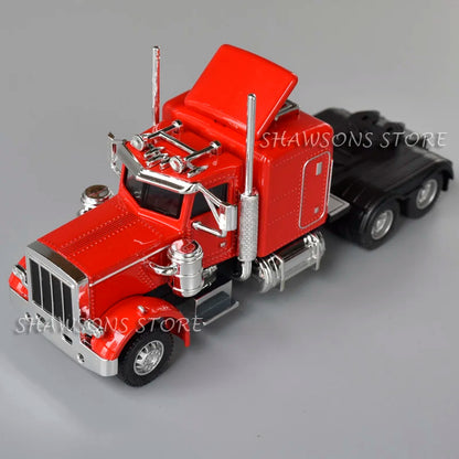 1:50 Diecast Model Semi Truck Toys Peterbilt 389 Tractor Vehicle Miniature Replica Pull Back Sound Light