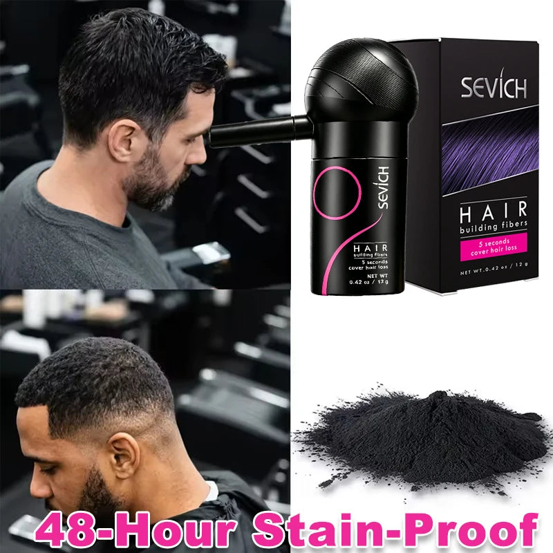 SEVICH Hair Building Fiber Set - Spray Head Design, Precise Coverage, 3 Sec Quick Thickening for Sparse Areas & Styling