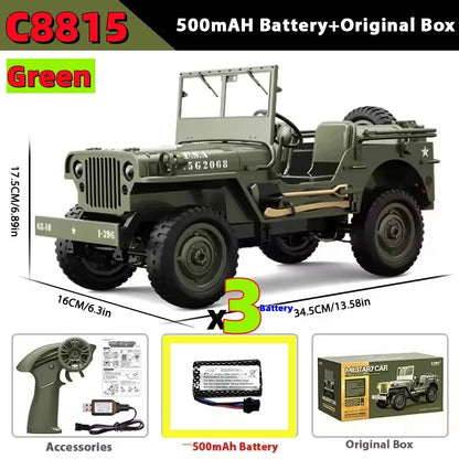JHD FOR JJRC C8815 Rc Car 1:10 JEEP MB 2.4g 4wd RTR Crawler Climbing Scale Military Truck Offroad Vehicle C8815  Adult Toy Gift