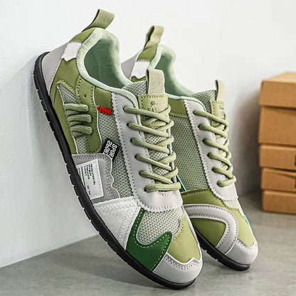 Men's Trendy Black and Gray Color-Blocked Mesh Breathable Casual Sports Shoes, Summer Thin Retro Forrest Gump Shoes, Lightweight Soft-Soled Shock-Absorbing Non-Slip Versatile Wear-Resistant Men's Shoes