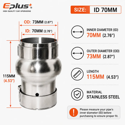 EPLUS Car Exhaust Pipe Stainless Steel Universal Connector Adjustable Swivel Joint Pipe Clamp-On Design No Welding Needed