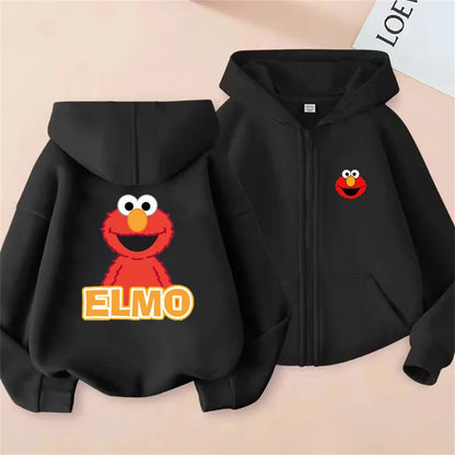 Elmo SESAME STREET Zipper Style Hoodies Boys Coat Children Girls Pink Age 3-12 Leisure Kids Sweatshirts Festival Gifts