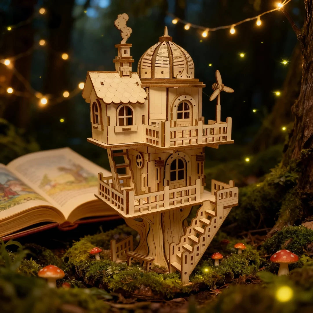 3D Stereo Puzzle Tree House Wooden DIY Puzzle Model Desktop Decoration Ornaments Holiday Gift