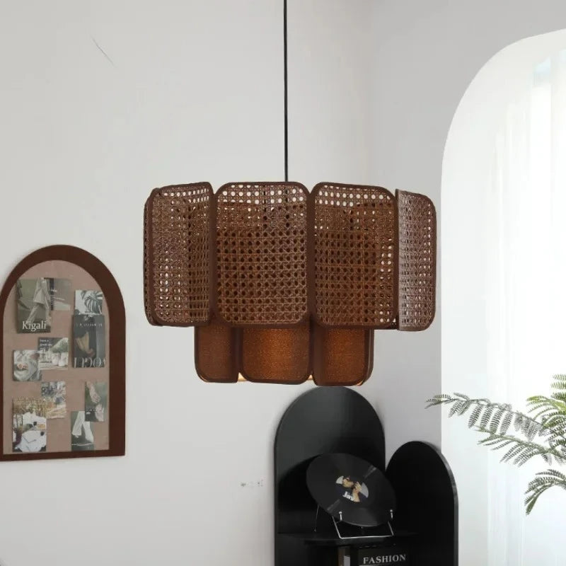 Japanese Wabi Sabi Bohemian Rattan Pendant Lights Restaurant Tea Room Counter Living Room Cafe Homestay Led Lighting Luminaires