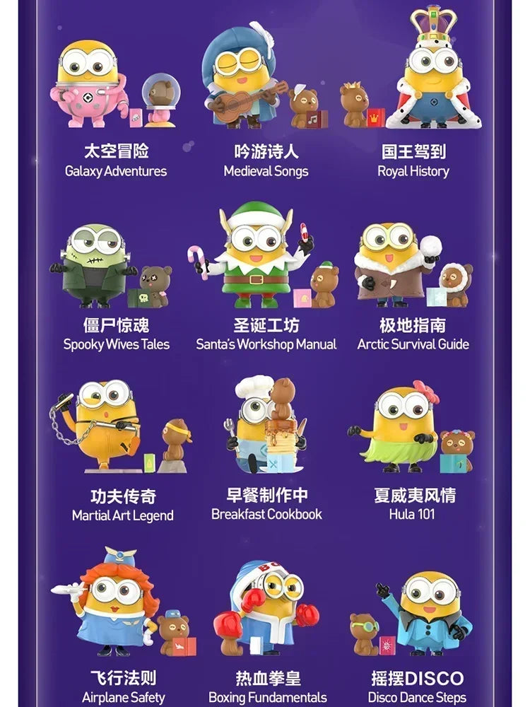 POP MART Minions Bedtime Stories by Bob and Tim Series Blind Box Toys Anime Action Figure Surprise Genuine Original Mystery Box