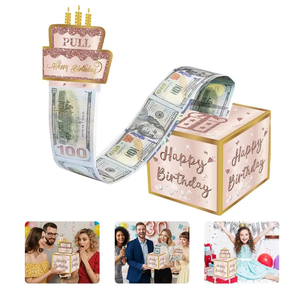 Creative Birthday Money Box for Cash Surprise Money Gift Boxes for Kids Adults Pull Out Happy Birthday Gifts Lucky Gifts