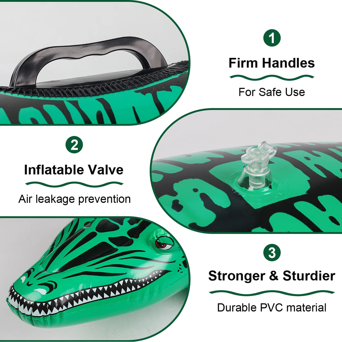 1PC Adventure-Ready Crocodile Inflatable Ride-on with Handles, Summer Thickened Pool Float