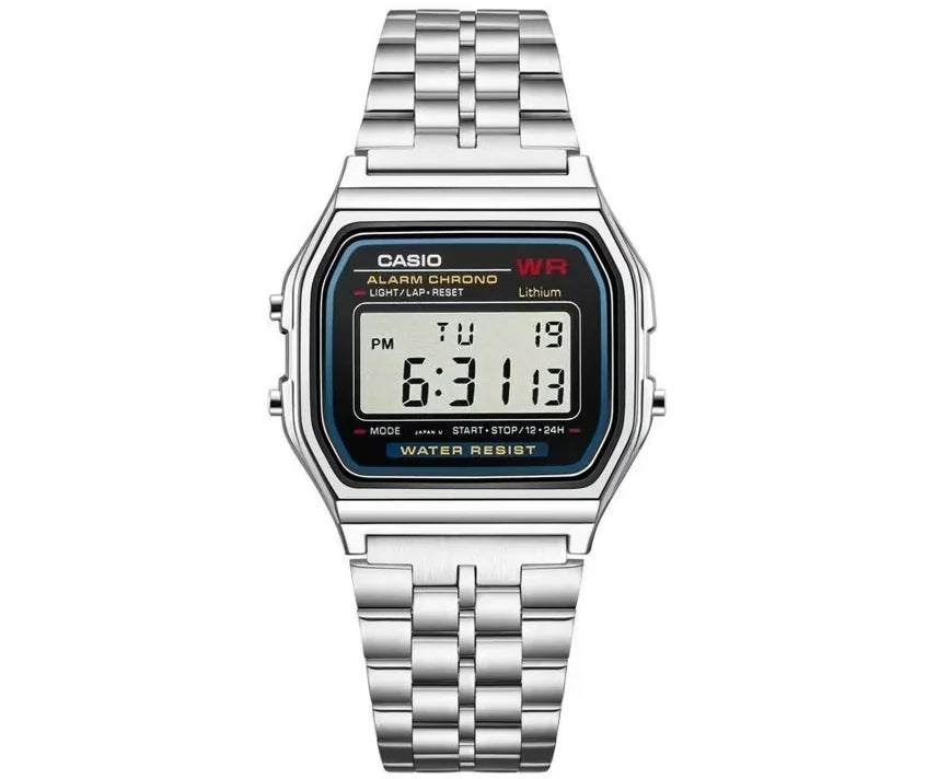 CASIO A159WA-N1 Classic Retro Square Watch for Men, Quartz Sports Watch with Shock & Water Resistance, Multi-function Design