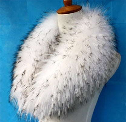 Real Raccoon Fur Collar Women Natural Fur Scarf  Winter Large Size Warm Wraps  Furry Fur Scarves for Coat Jackets Collars