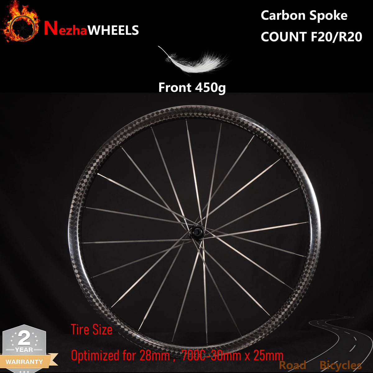 Only 980g Ultralight 700c 25mm Wide Carbon Spoke Racing Wheelset, Disc Brake Tubeless Road Bicycle Wheelset