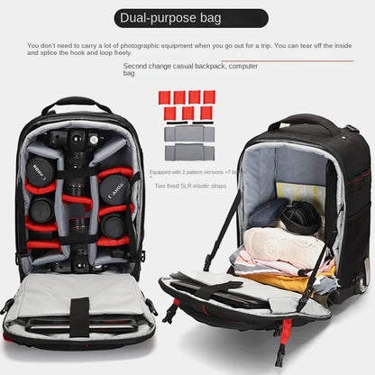 Trolley Photography Backpack Professional Camera Bag Trolley Travel Suitcase Video Photo Digital Camera Luggage Trolley Backpack
