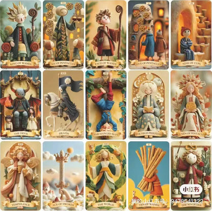 UniqueUnique Tarot Deck, 78 Clay Tarot Cards for Beginners and Experienced Readers, with Guidebook, Tools for Reflection