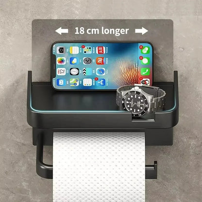 Toilet Paper Holder ﻿Aluminum Alloy Wall-Mounted Toilet Roll Holder Storage Toilet Paper Dispenser Bathroom Kitchen Towel Rack