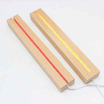 30cm Long Rectangular Wooden Led USB Light Display Base Luminous Stand for Acrylic Plexiglass Resin Arts 3D Bedside Table Lamps