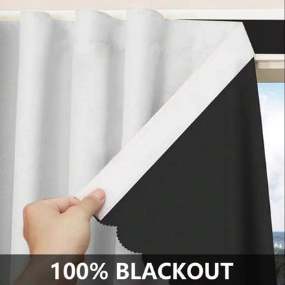 1pc  High Cost-Effective White 100% Blackout Curtains, No-Drill Self-Adhesive, Cozy Decor for Bedroom Kitchen
