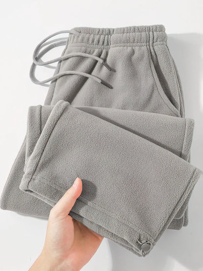 Vintage Thick Winter Casual Fleece Pants Men Wide leg Baggy Warm Sweatpants Male Drawing Jogger Pants Falls Trousers