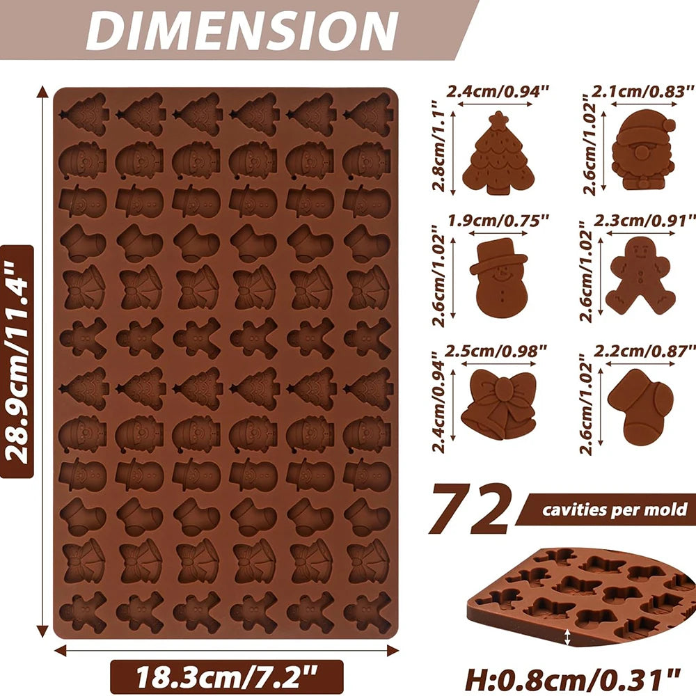 Christmas Silicone Chocolate Mold Christmas Candy Santa Clause Silicone Baking Mold for Chocolate,Candy,Jelly,Ice Cube,Dog Treat