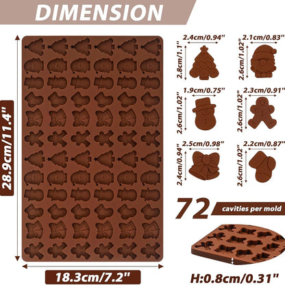 Christmas Silicone Chocolate Mold Christmas Candy Santa Clause Silicone Baking Mold for Chocolate,Candy,Jelly,Ice Cube,Dog Treat