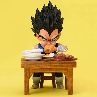 Dragon Ball Z Vegeta Figure Son Goku Son Gohan Kuririn Android 18 Eating 8cm Pvc Action Figures Collection Model Toys Gifts