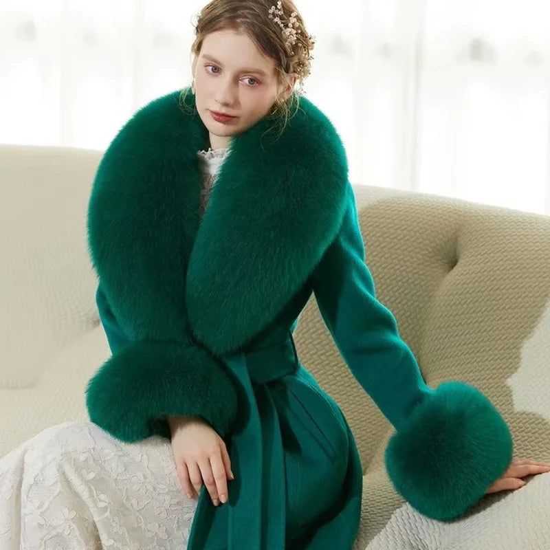 Real Fox Fur Collar Women Natural Fur Scarf And Cuff Set Luxury Women Coat Jacket Fur Shawl Neck Warm Scarves Fashion Fur Shawl